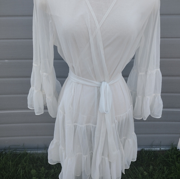 Vintage Betsey Johnson Intimates OS Robe Sheer Ruffles - Picture 3 of 8
